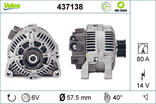 Генератор valeo re-gen remanufactured VALEO 437138