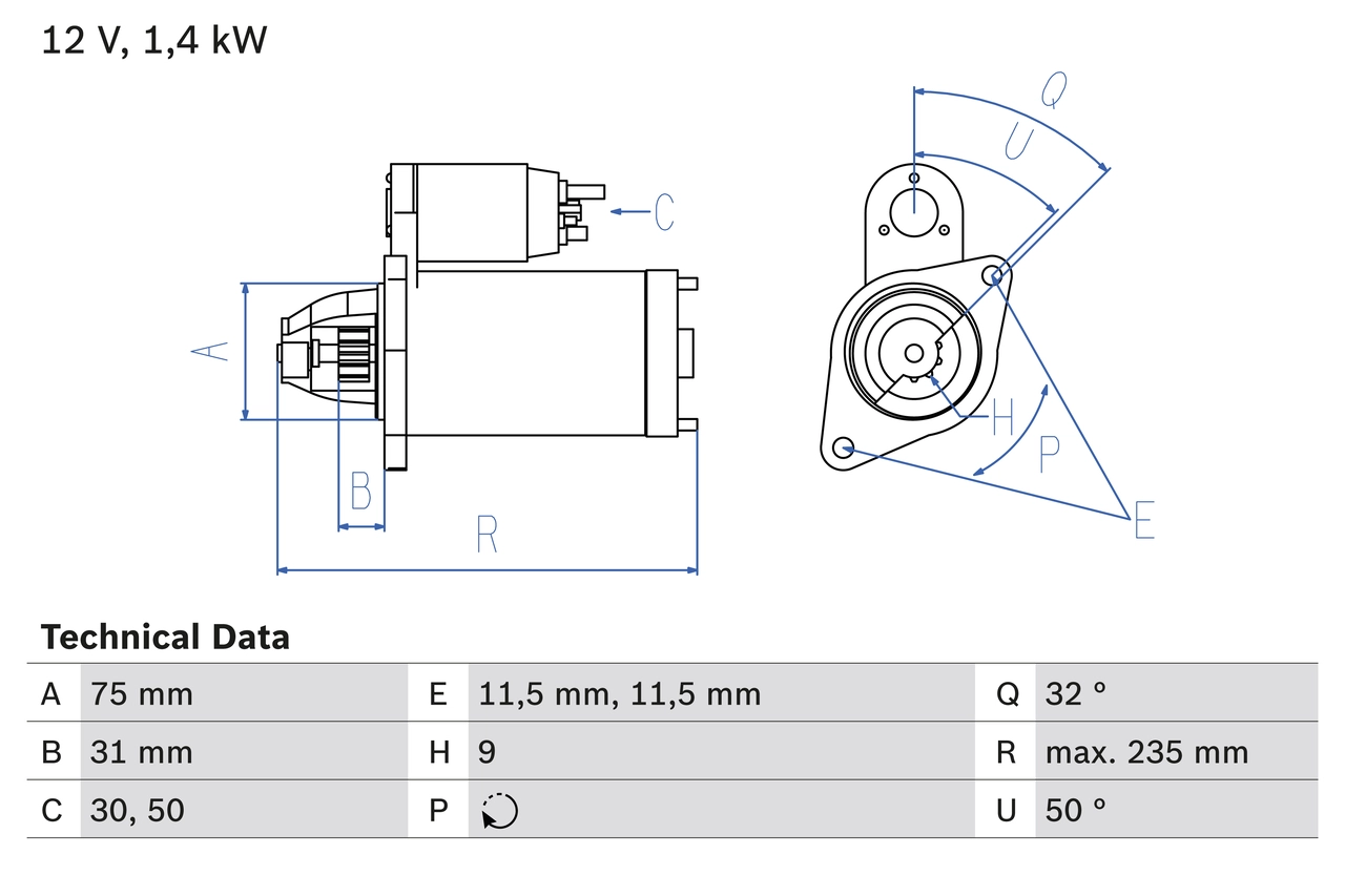 Стартер BOSCH 0 986 019 840