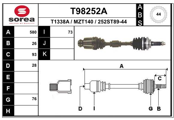 Приводной вал EAI T98252A