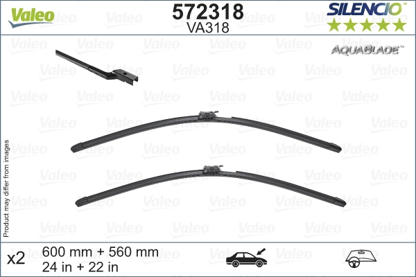 Щетка стеклоочистителя silencio aquablade set VALEO 572318