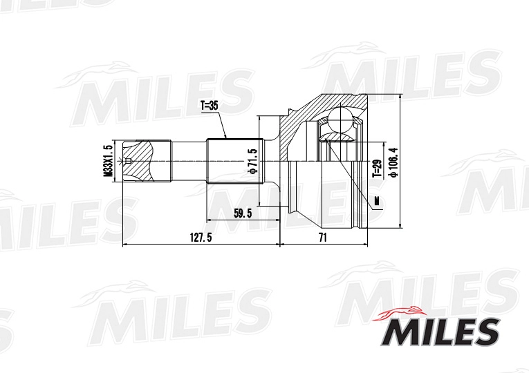 Шарнирный комплект приводной вал MILES GA20072