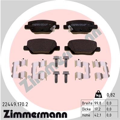 Комплект тормозных колодок дисковый тормоз ZIMMERMANN 22449.170.2