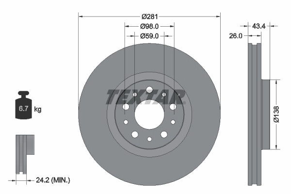 Тормозной диск pro TEXTAR 92304803
