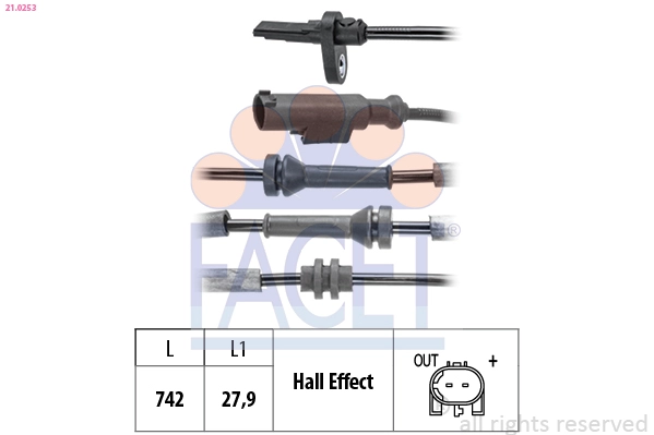 Датчик частота вращения колеса made in italy - oe equivalent FACET 21.0253