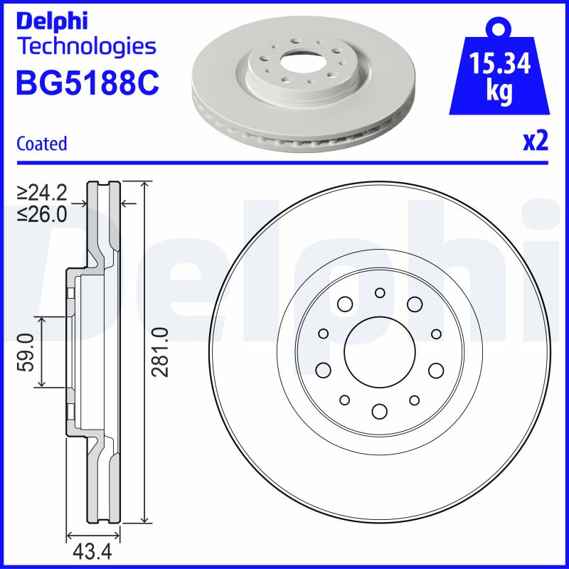 Тормозной диск DELPHI BG5188C