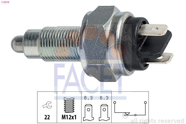 Выключатель фара заднего хода made in italy - oe equivalent FACET 7.6019
