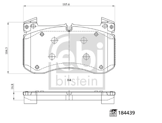 Комплект тормозных колодок дисковый тормоз FEBI BILSTEIN 184439