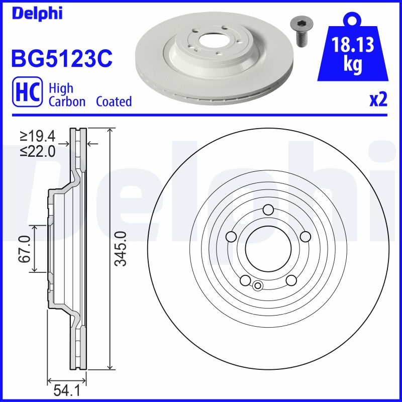 Тормозной диск DELPHI BG5123C