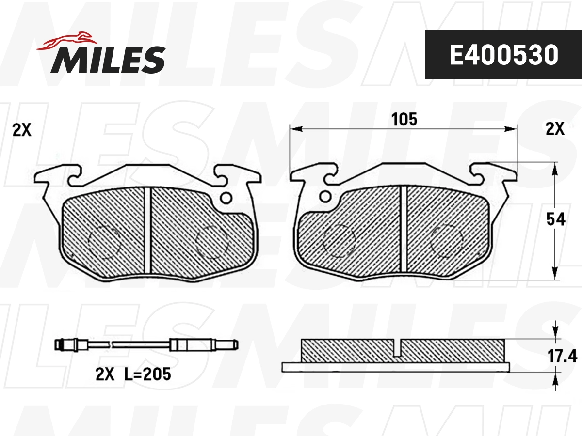 Комплект тормозных колодок дисковый тормоз MILES E400530