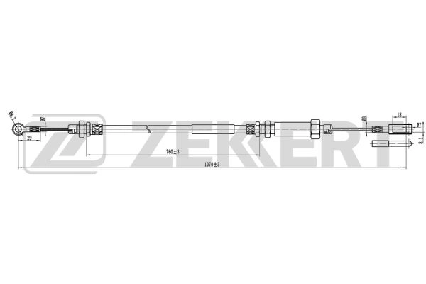 Тросик cтояночный тормоз ZEKKERT BZ-1033