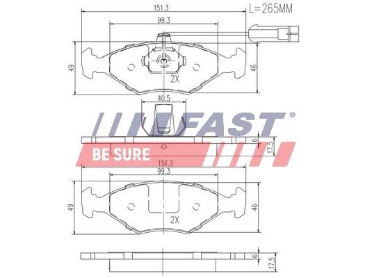 Комплект тормозных колодок дисковый тормоз FAST FT29086