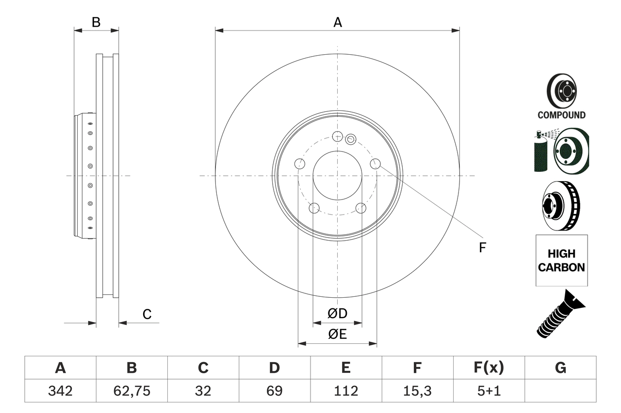Тормозной диск BOSCH 0 986 479 G37