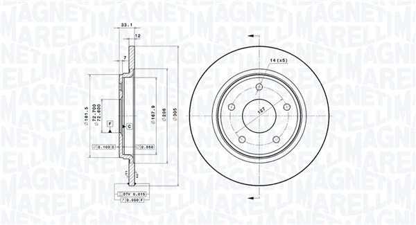Тормозной диск MAGNETI MARELLI 360406115001