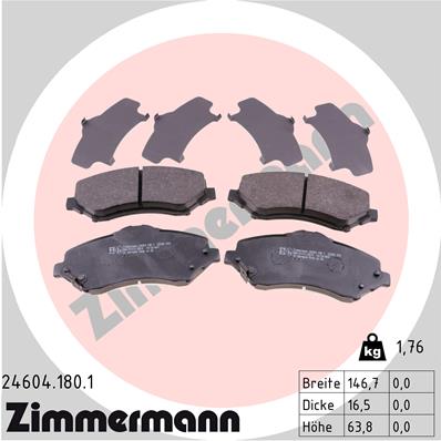 Комплект тормозных колодок дисковый тормоз ZIMMERMANN 24604.180.1