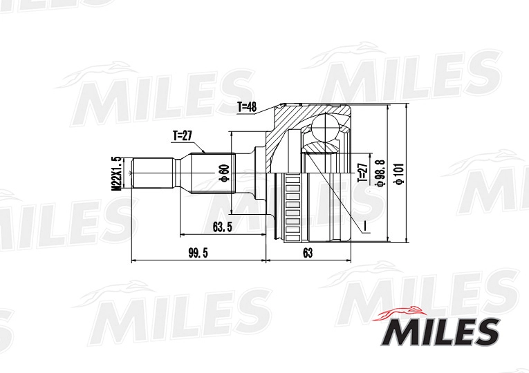 Шарнирный комплект приводной вал MILES GA20244