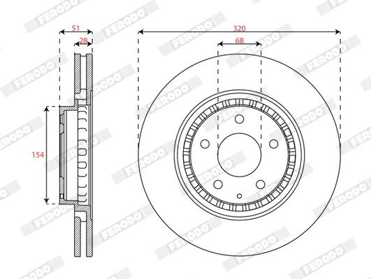 Тормозной диск premier FERODO DDF3070C