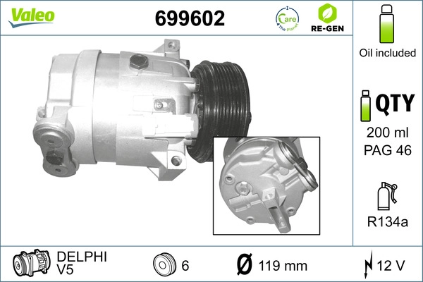 Компрессор кондиционер valeo re-gen remanufactured VALEO 699602