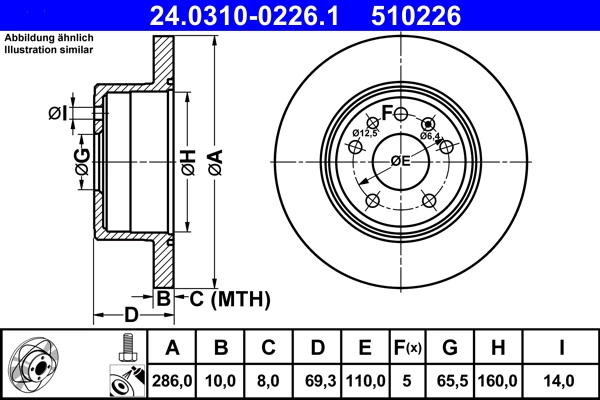 Тормозной диск powerdisc ATE 24.0310-0226.1