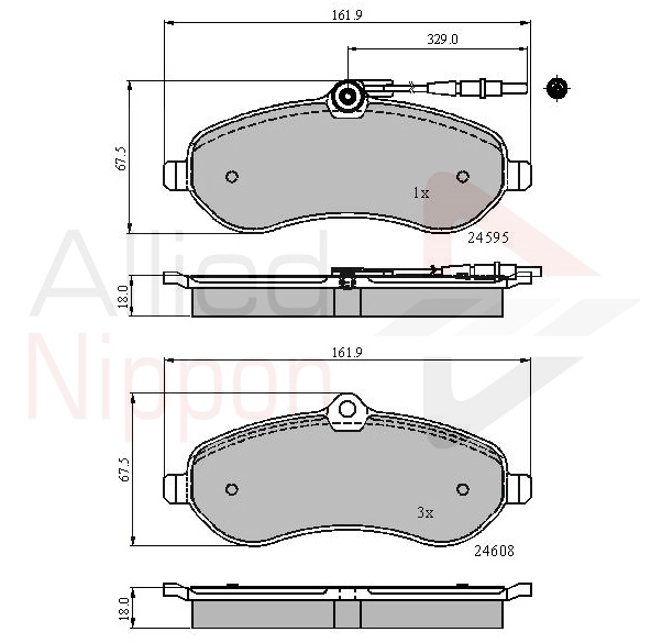 Комплект тормозных колодок дисковый тормоз anl braking ALLIED NIPPON ADB11621