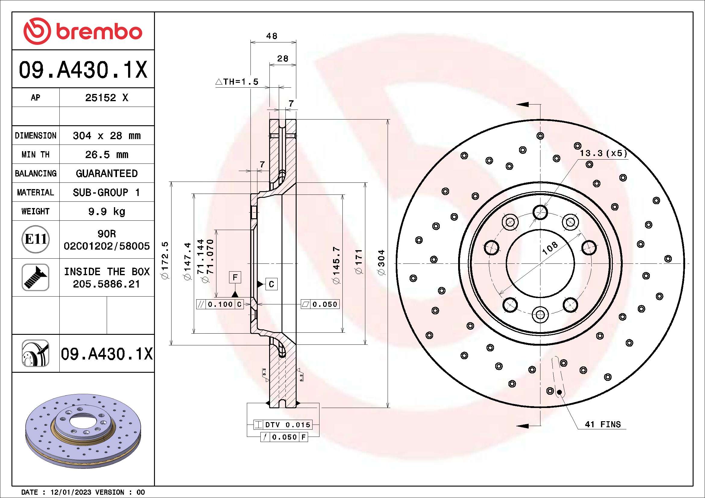 Тормозной диск xtra line - xtra BREMBO 09.A430.1X