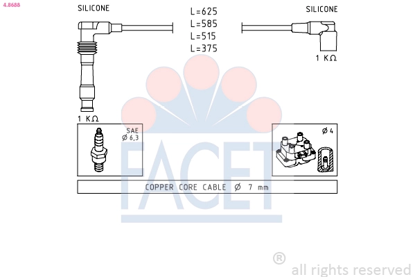 Комплект проводов зажигания made in italy - oe equivalent FACET 4.8688