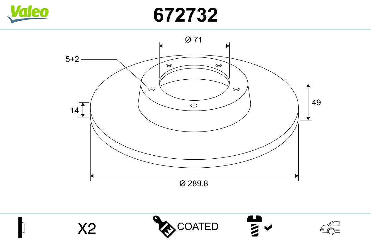 Тормозной диск coated VALEO 672732