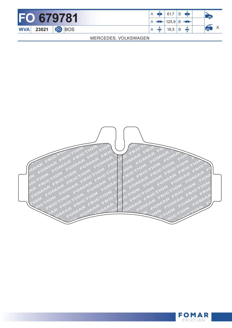Комплект тормозных колодок дисковый тормоз FOMAR FRICTION FO 679781
