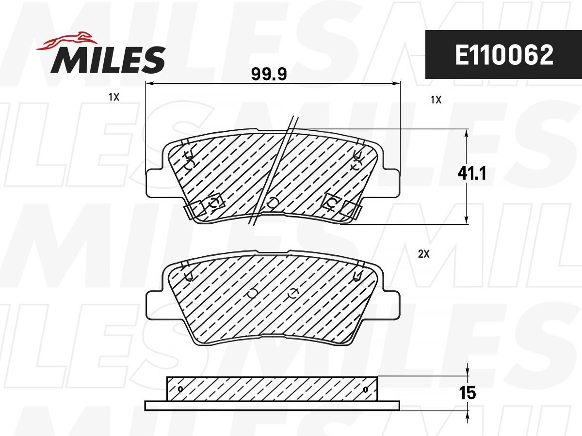 Комплект тормозных колодок дисковый тормоз MILES E110062