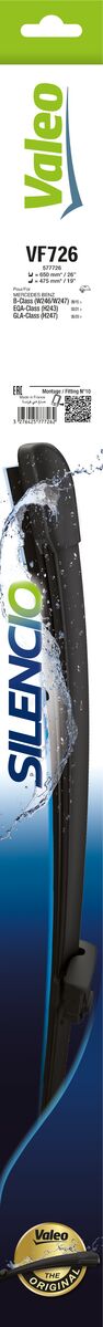Щетка стеклоочистителя silencio flat blade set VALEO 577726