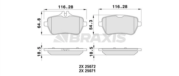 Комплект тормозных колодок дисковый тормоз BRAXIS AA0453