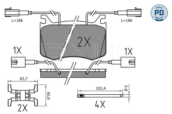 Комплект тормозных колодок дисковый тормоз meyle-pd advanced performance and design. MEYLE 025 220 9115/PD