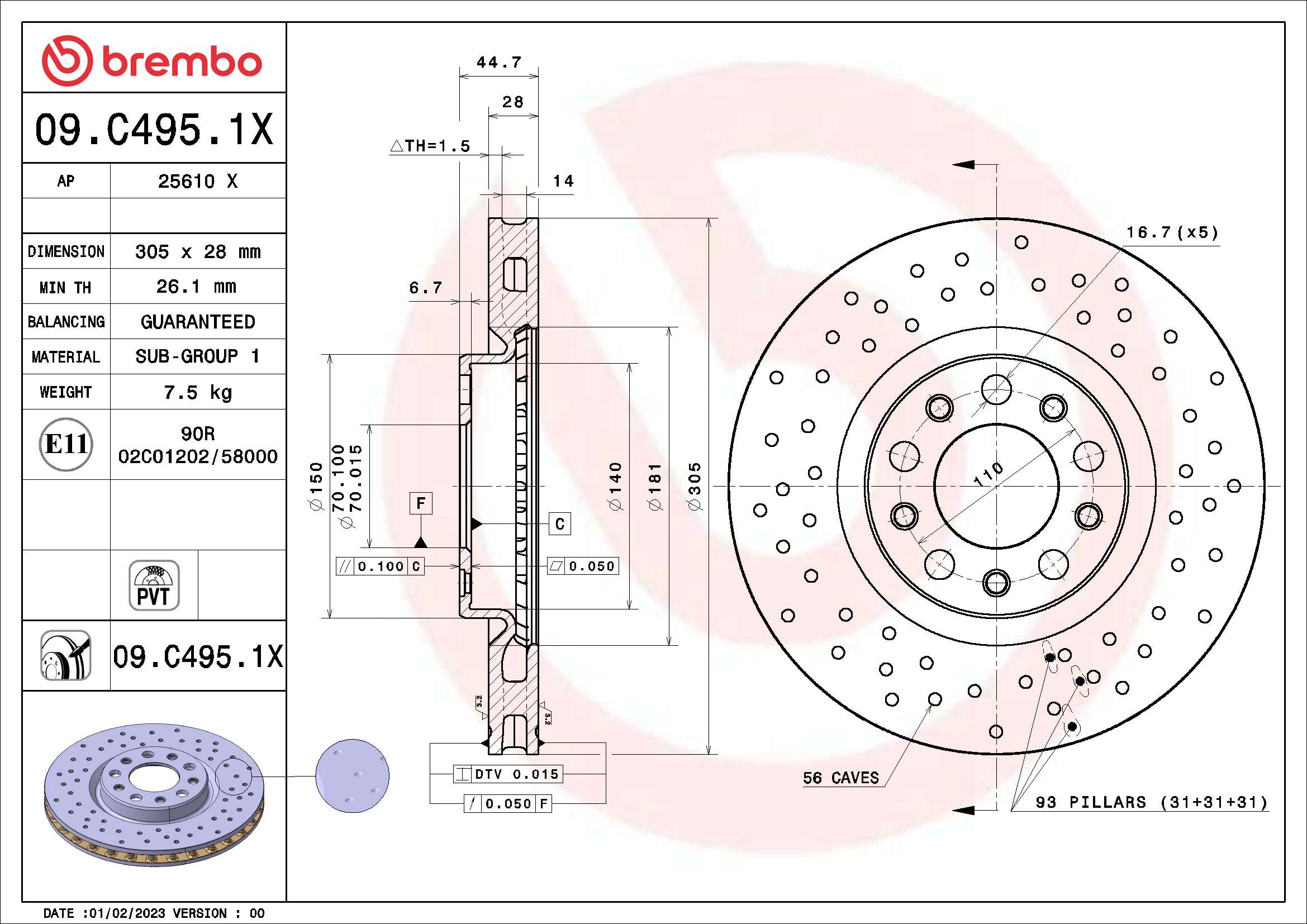 Тормозной диск xtra line - xtra BREMBO 09.C495.1X