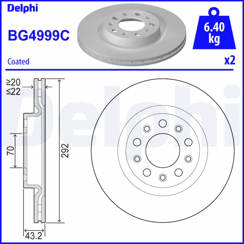 Тормозной диск DELPHI BG4999C