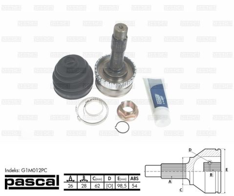 Шарнирный комплект приводной вал PASCAL G1M012PC
