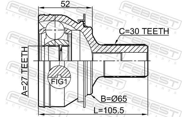 Шарнирный комплект приводной вал FEBEST 1610-246