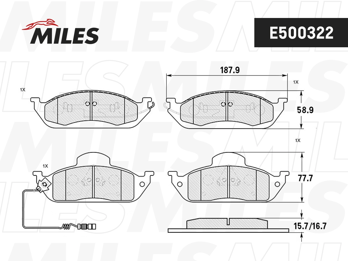 Комплект тормозных колодок дисковый тормоз MILES E500322