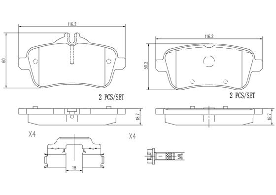 Комплект тормозных колодок дисковый тормоз prime line - ceramic BREMBO P50100N