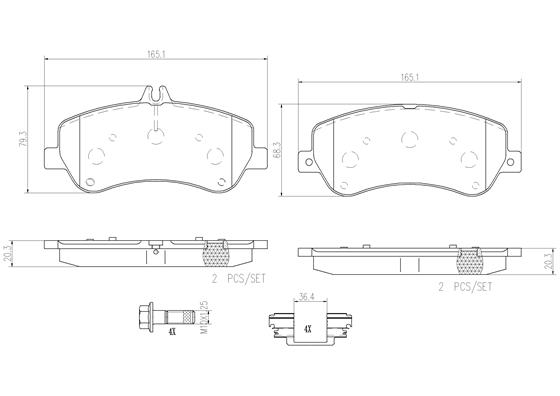 Комплект тормозных колодок дисковый тормоз prime line - ceramic BREMBO P50086N