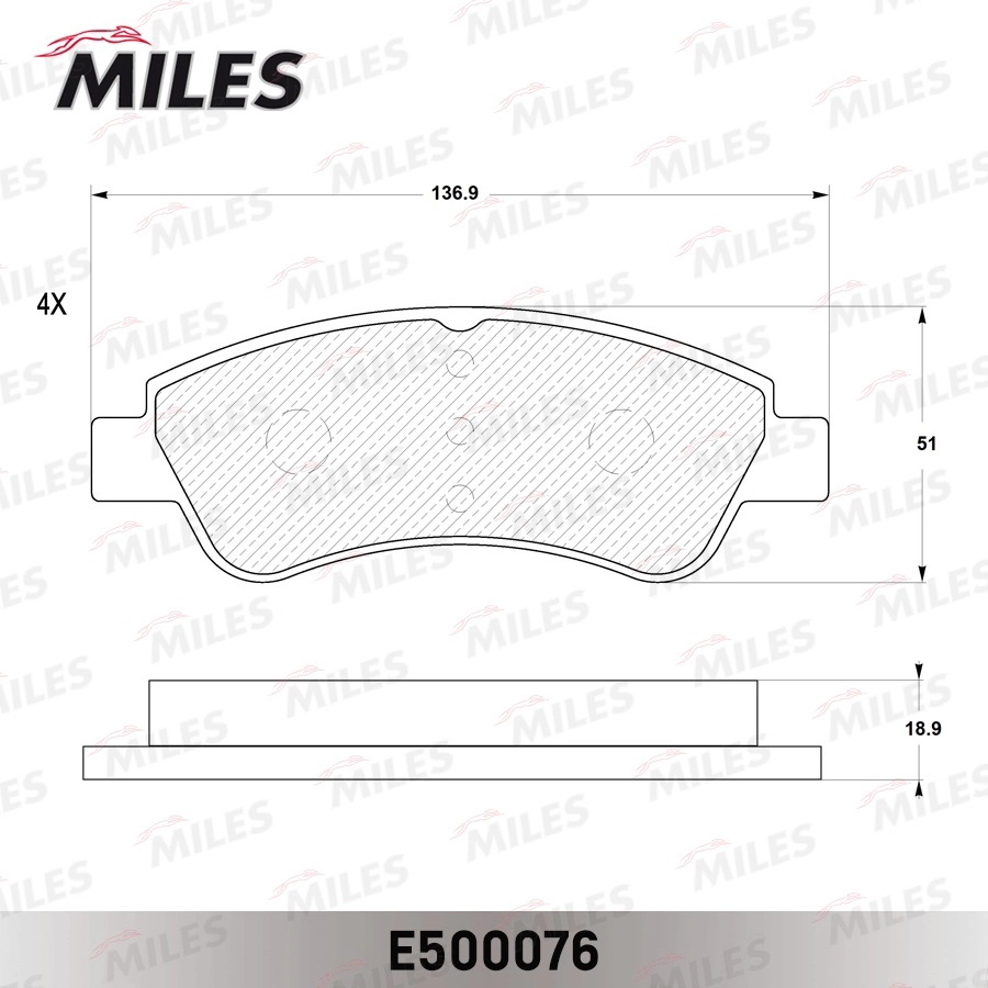 Комплект тормозных колодок дисковый тормоз MILES E500076