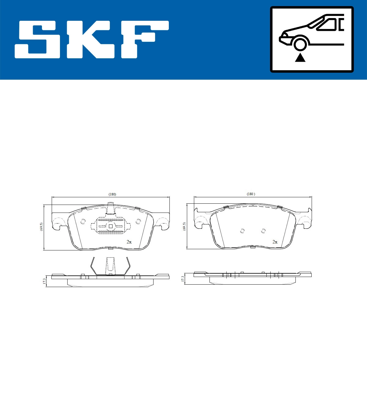 Комплект тормозных колодок дисковый тормоз SKF VKBP 80044