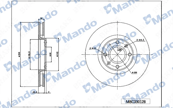 Тормозной диск MANDO MBC030128