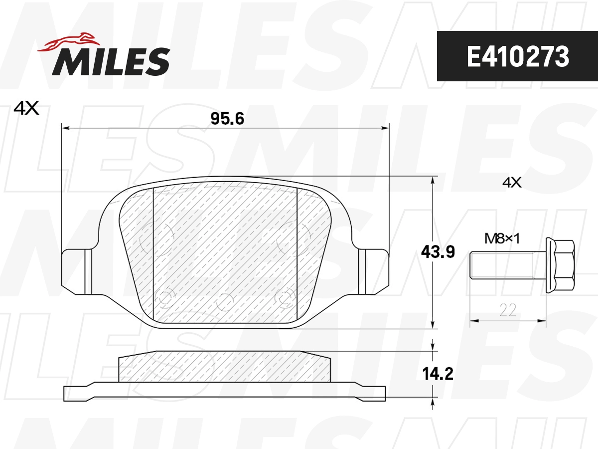 Комплект тормозных колодок дисковый тормоз MILES E410273