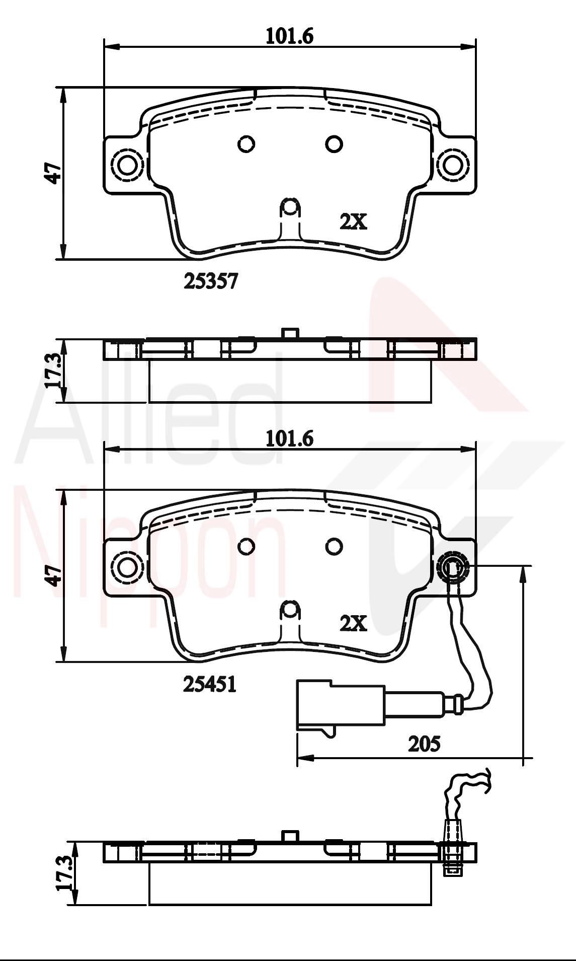 Комплект тормозных колодок дисковый тормоз anl braking ALLIED NIPPON ADB21528