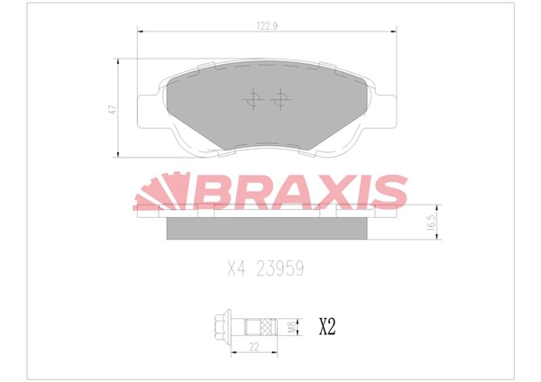 Комплект тормозных колодок дисковый тормоз BRAXIS AB0010