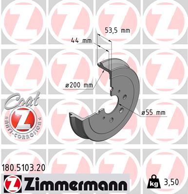 Тормозной барабан coat z ZIMMERMANN 180.5103.20