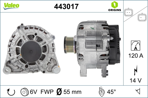Генератор valeo origins new oe technology VALEO 443017