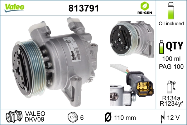 Компрессор кондиционер valeo re-gen remanufactured VALEO 813791