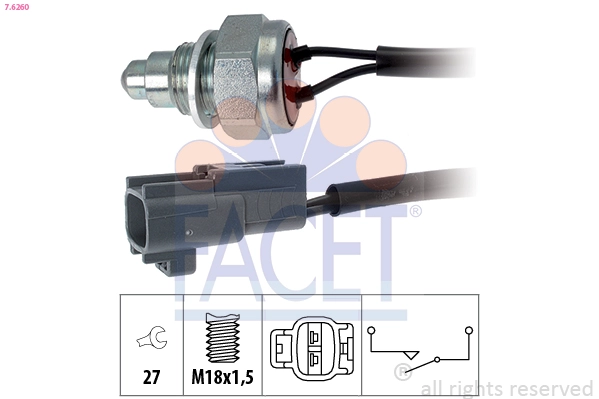 Выключатель фара заднего хода made in italy - oe equivalent FACET 7.6260