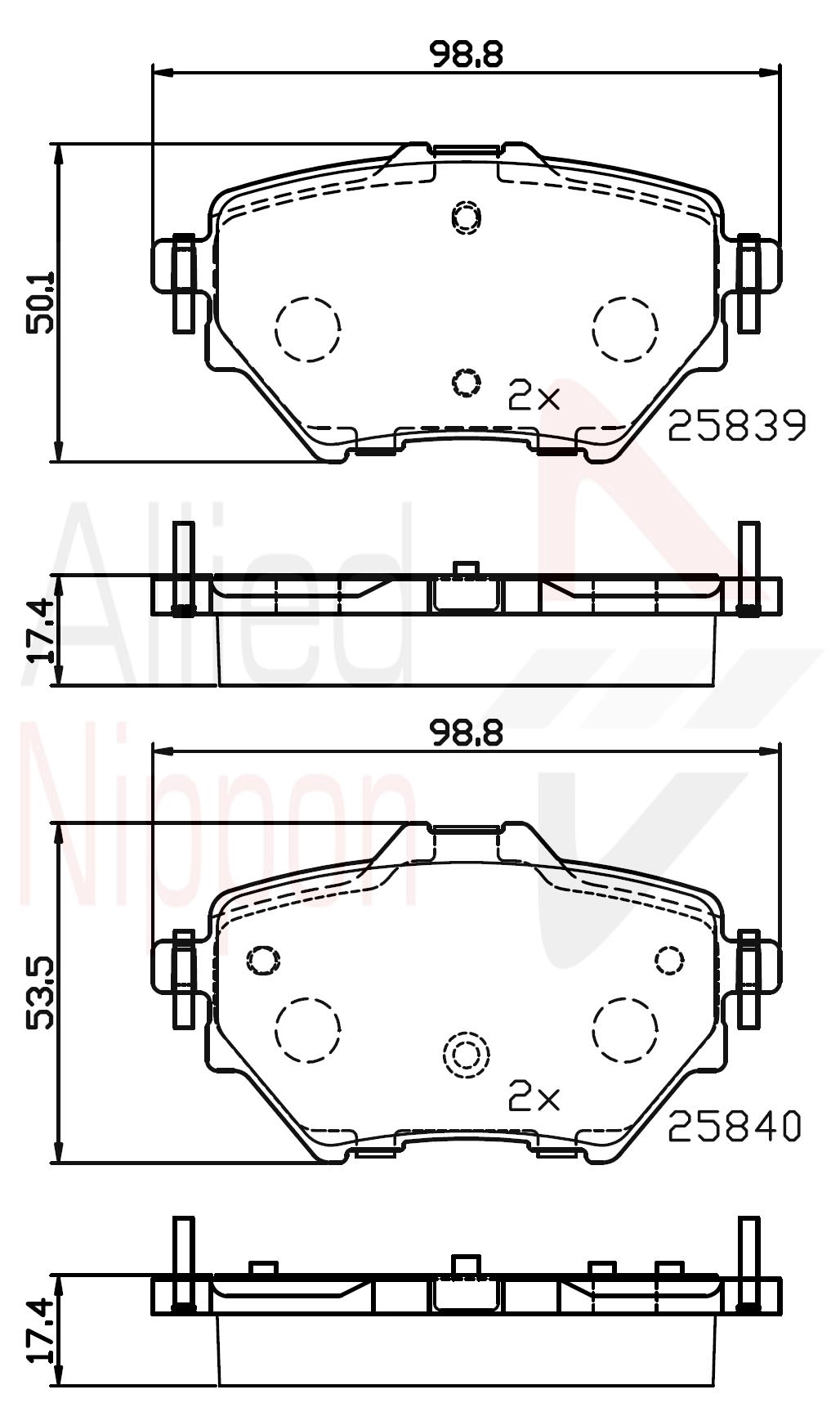 Комплект тормозных колодок дисковый тормоз anl braking ALLIED NIPPON ADB32234