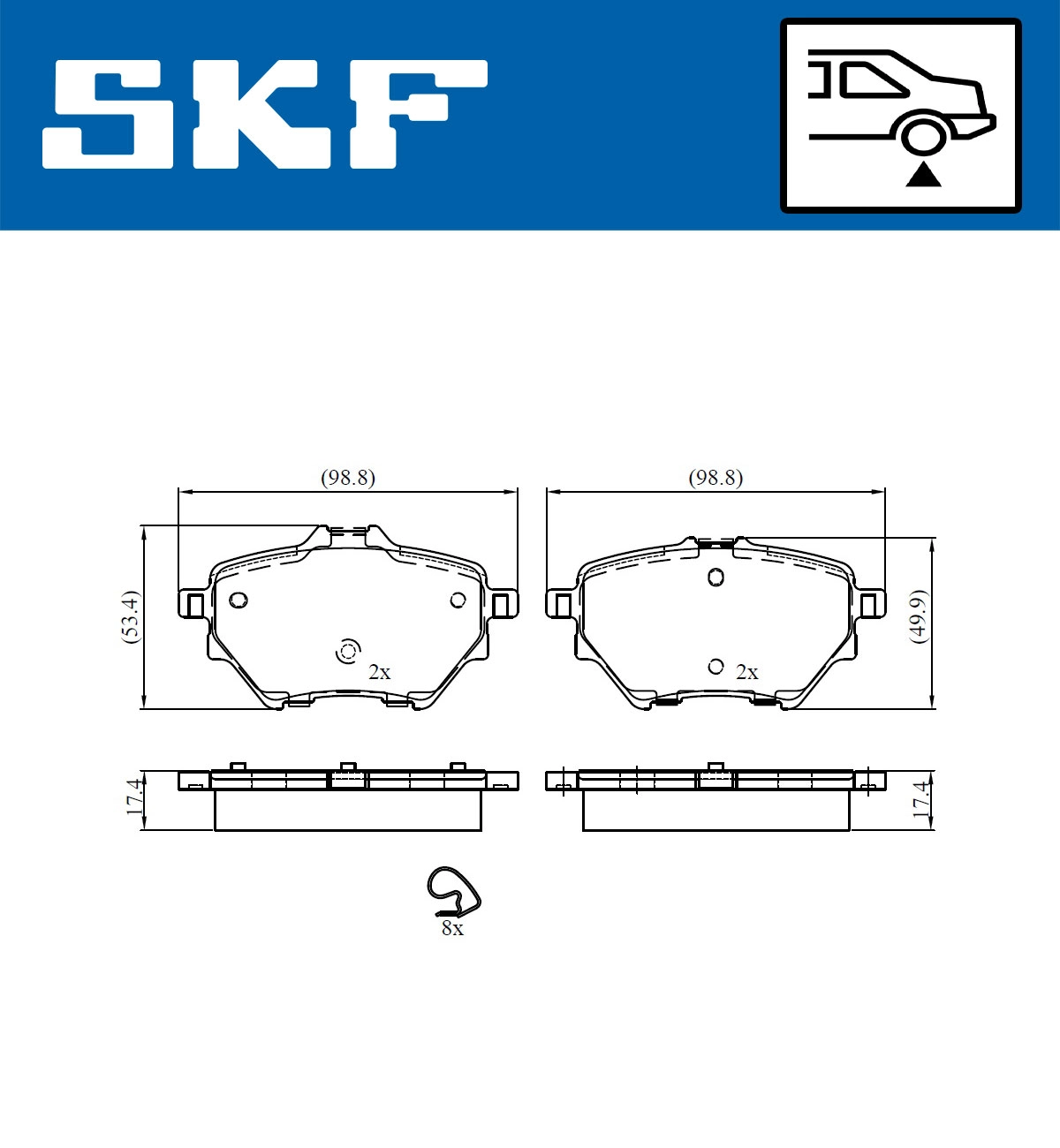 Комплект тормозных колодок дисковый тормоз SKF VKBP 90101
